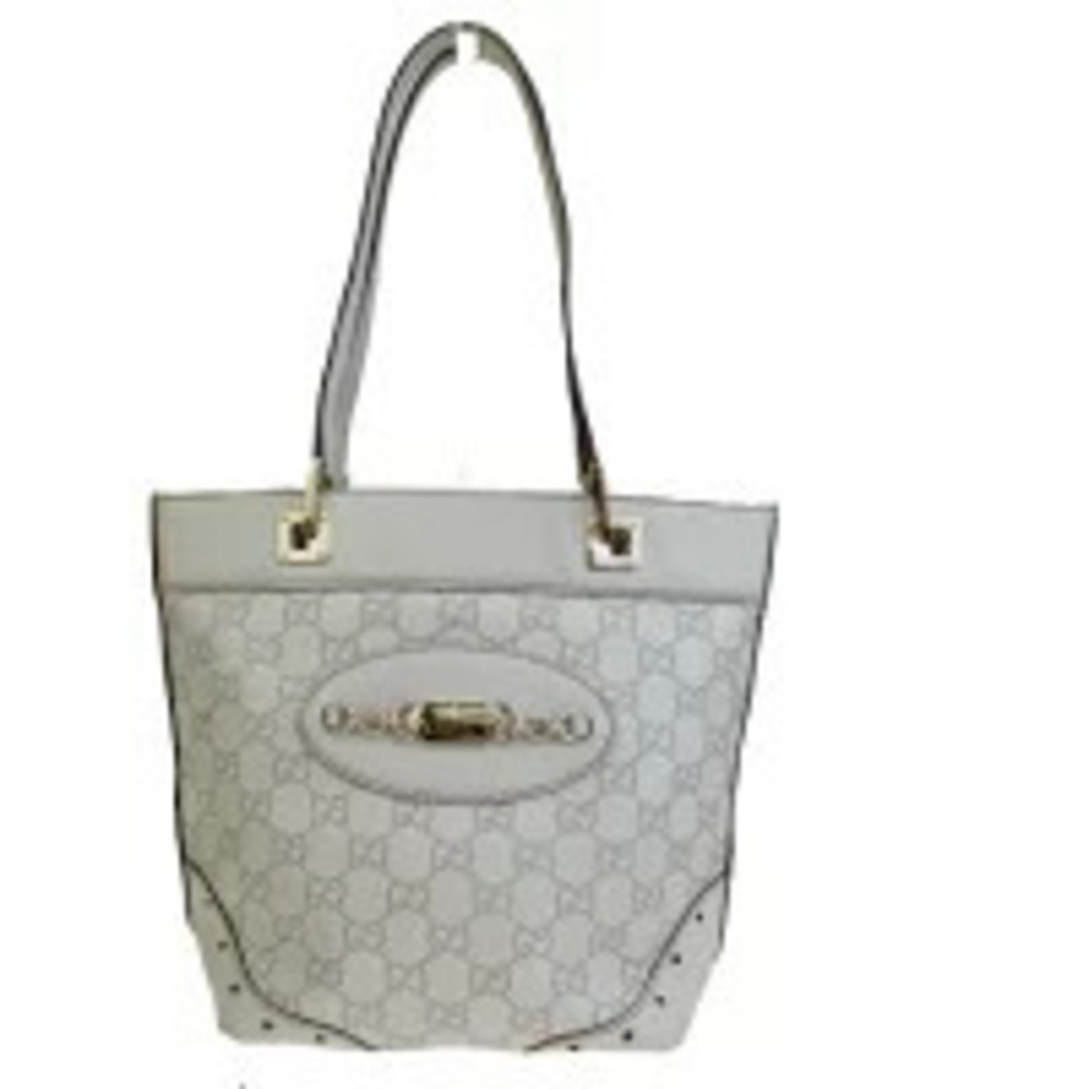 Gucci Shoulder Bag Tote GG Ivory White Leather